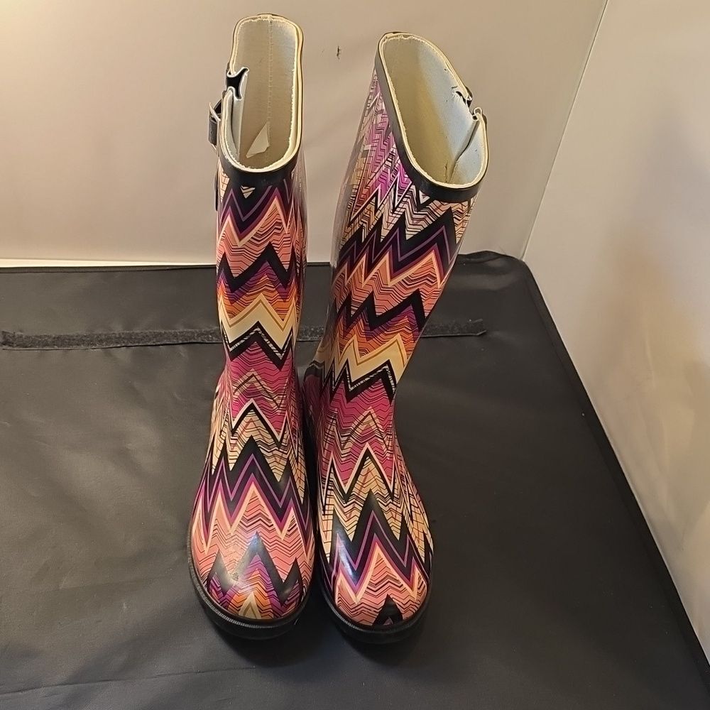 CHARLOTTE RUSSE MULTICOLOR WOMEN'S TALL RAIN RUBBER BOOTS